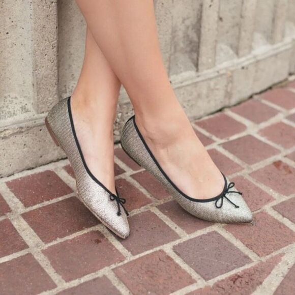 J.Crew Womens Gemma Glitter Ballet Flats Silver Size 7 - Picture 1 of 10